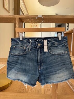 J. Crew High-Rise Denim Cutoff Shorts in Washed Blue NWT